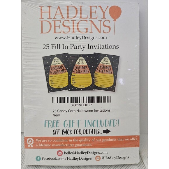 25 Halloween Party Invitations By Hadley Designs Candy Corn Costumes & Cocktails - Picture 1 of 2